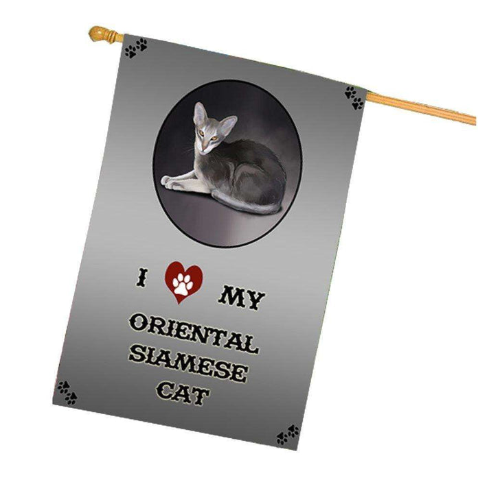 I Love My Oriental Siamese Cat House Flag