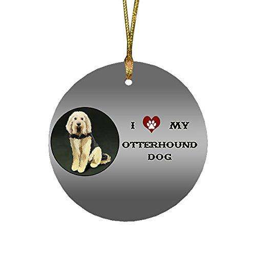 I Love My Otterhound Dog Round Christmas Ornament