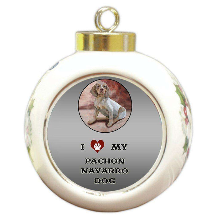 I Love My Pachon Navarro Dog Round Ball Christmas Ornament