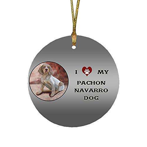 I Love My Pachon Navarro Dog Round Christmas Ornament