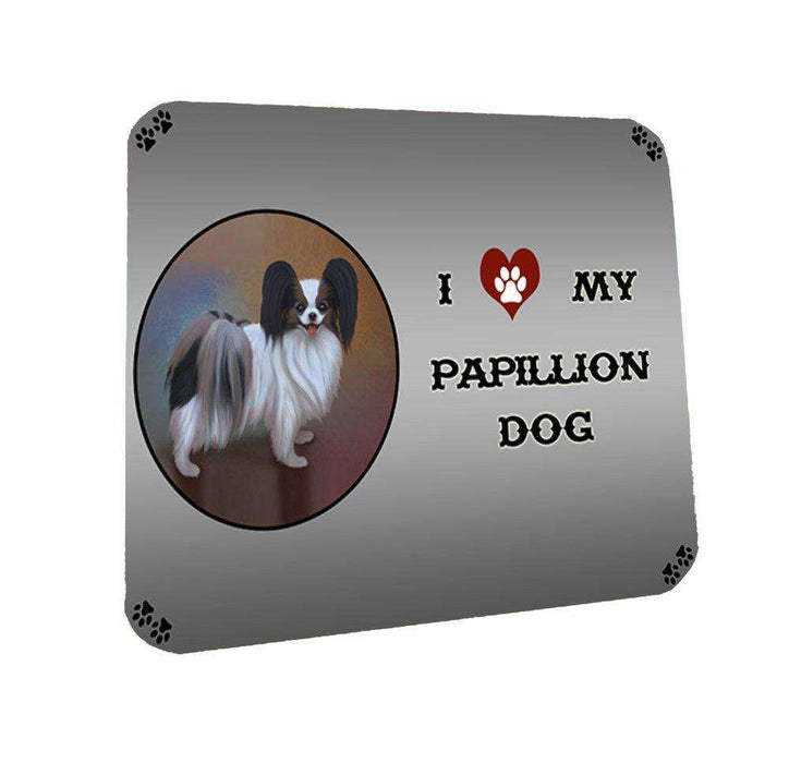 I Love My Papillion Dog Coasters Set of 4