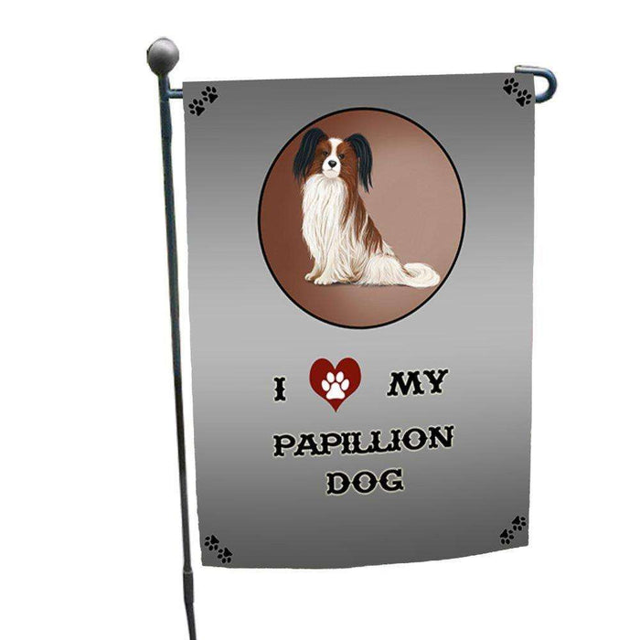 I Love My Papillion Dog Garden Flag