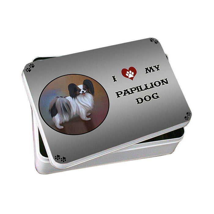 I Love My Papillion Dog Photo Storage Tin