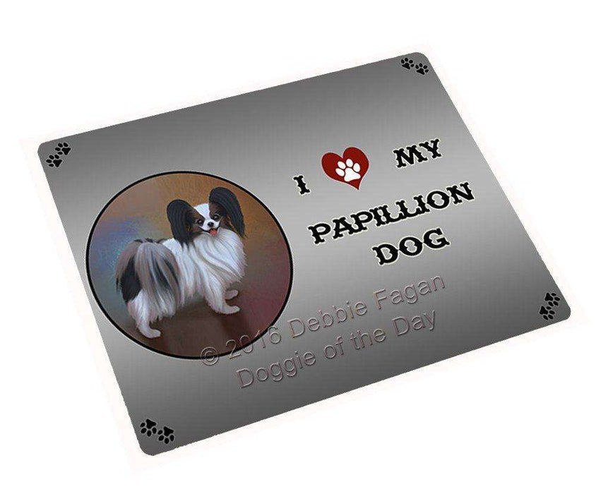 I Love My Papillion Dog Tempered Cutting Board