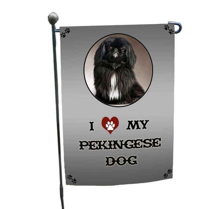 I Love My Pekingese Black Dog Garden Flag