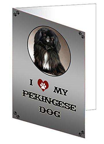 I Love My Pekingese Black Dog Handmade Artwork Assorted Pets Greeting Cards and Note Cards with Envelopes for All Occasions and Holiday Seasons