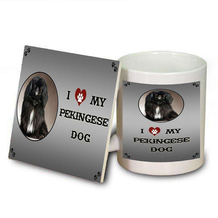 I Love My Pekingese Black Dog Mug and Coaster Set