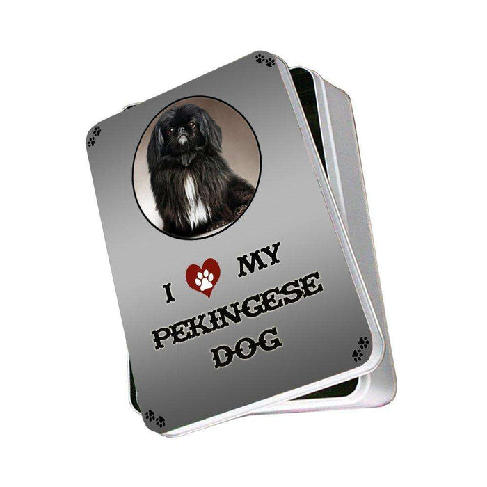 I Love My Pekingese Black Dog Photo Storage Tin