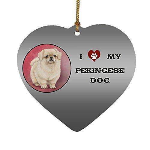 I Love My Pekingese Dog Heart Christmas Ornament