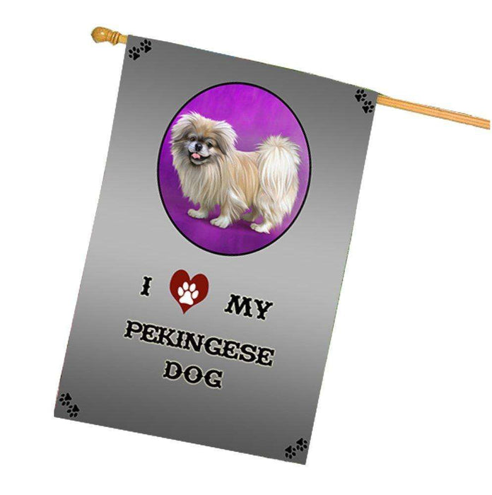 I Love My Pekingese Dog House Flag
