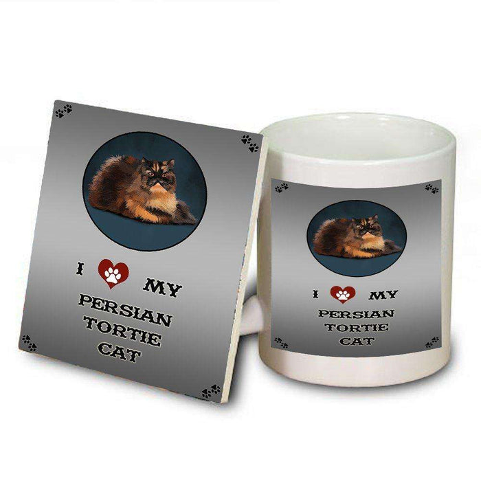 I Love My Persian Tortie Cat Mug and Coaster Set