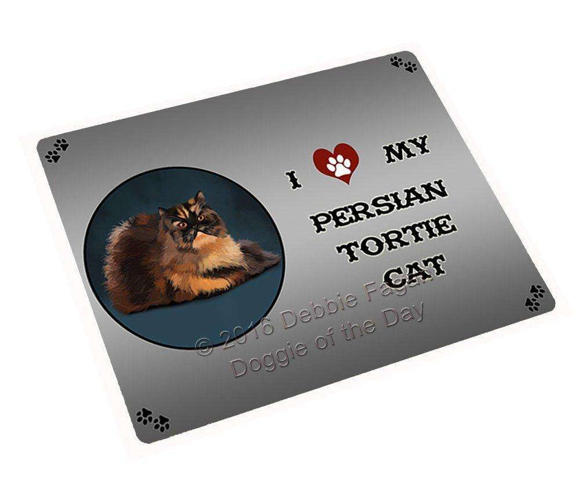 I Love My Persian Tortie Cat Tempered Cutting Board