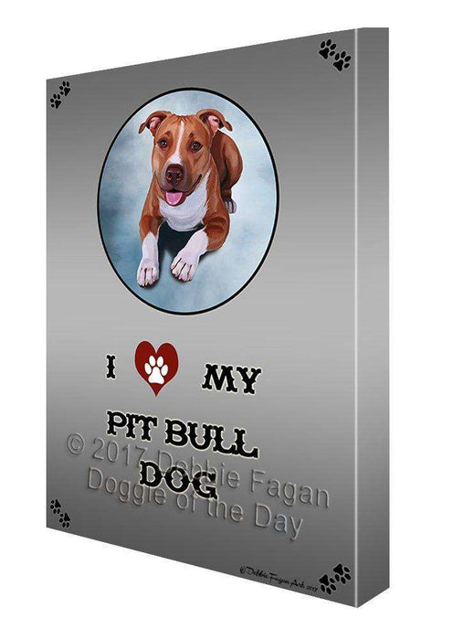 I Love My Pit Bull Dog Canvas Wall Art D225