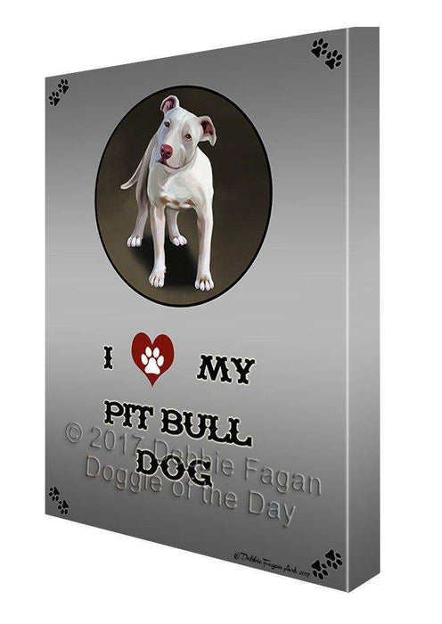 I Love My Pit Bull Dog Canvas Wall Art D226
