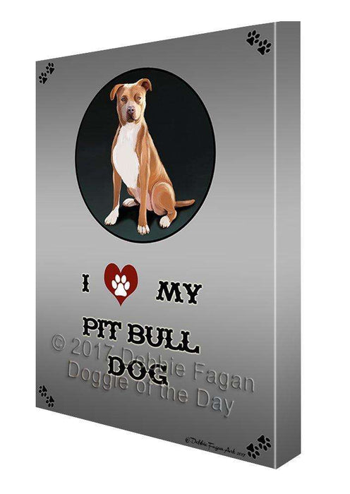 I Love My Pit Bull Dog Canvas Wall Art D227
