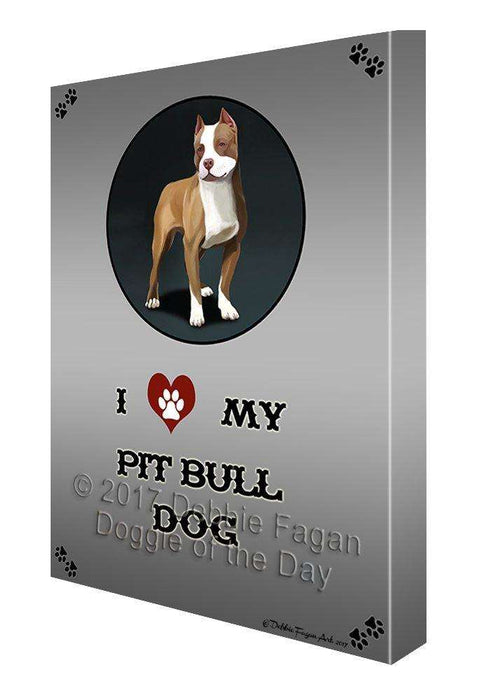 I Love My Pit Bull Dog Canvas Wall Art D228