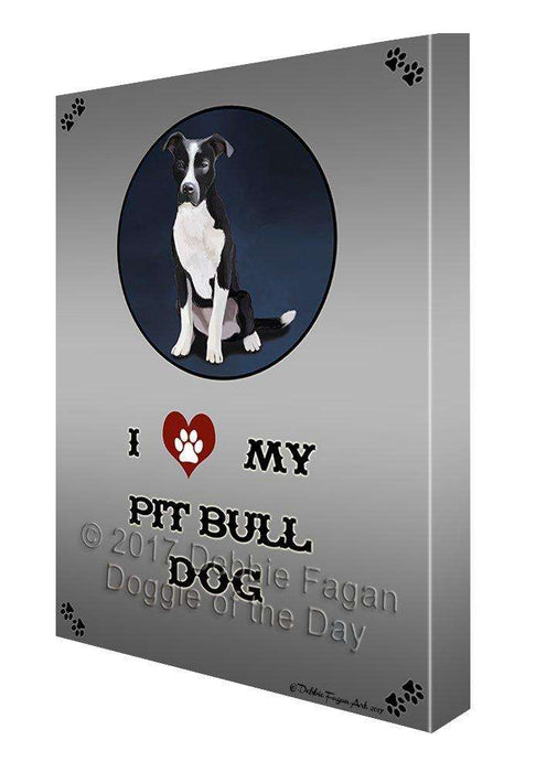 I Love My Pit Bull Dog Canvas Wall Art D229