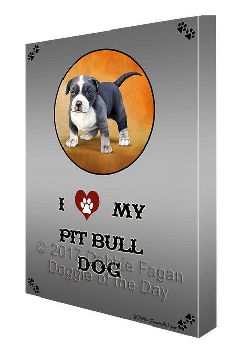 I Love My Pit Bull Dog Canvas Wall Art D230