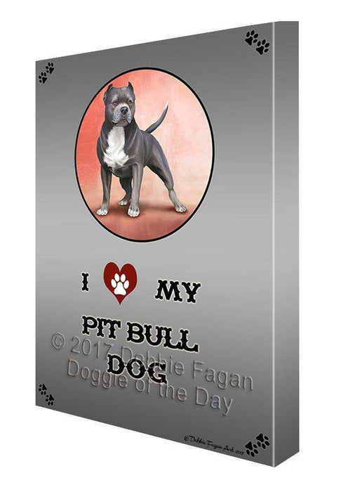 I Love My Pit Bull Dog Canvas Wall Art D231