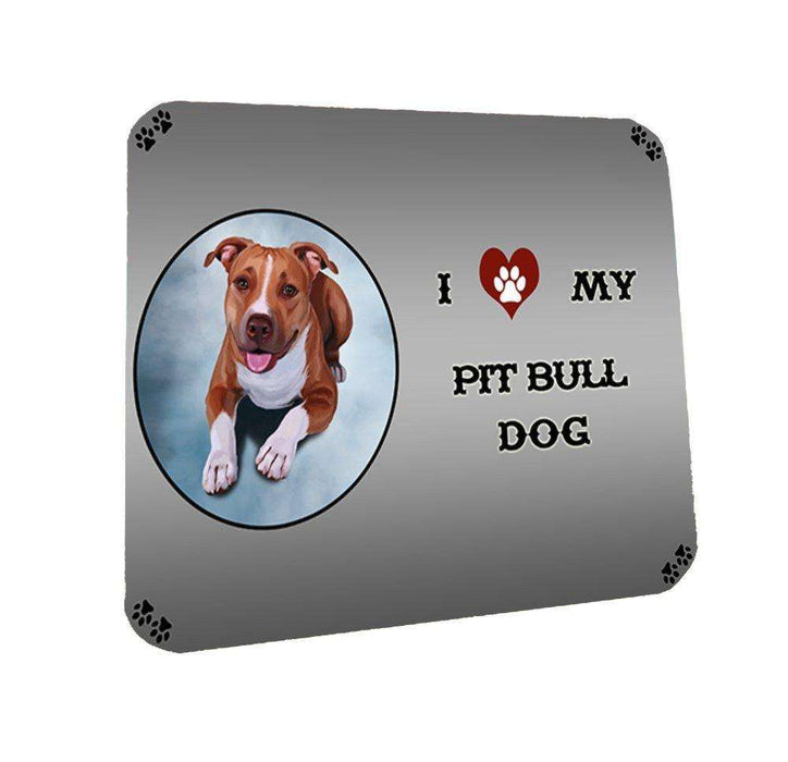 I Love My Pit Bull Dog Coasters Set of 4