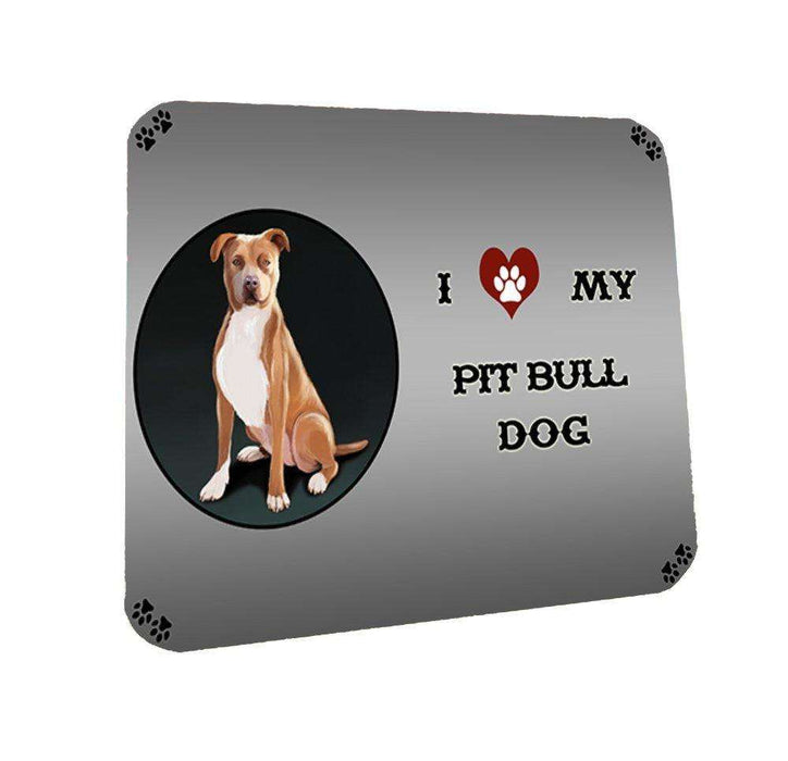 I Love My Pit Bull Dog Coasters Set of 4