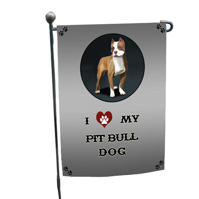 I Love My Pit Bull Dog Garden Flag