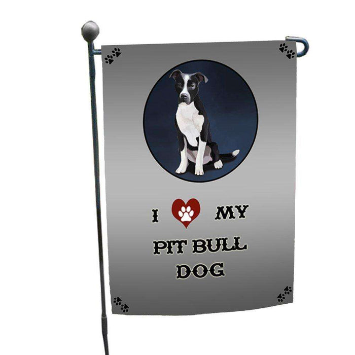 I Love My Pit Bull Dog Garden Flag