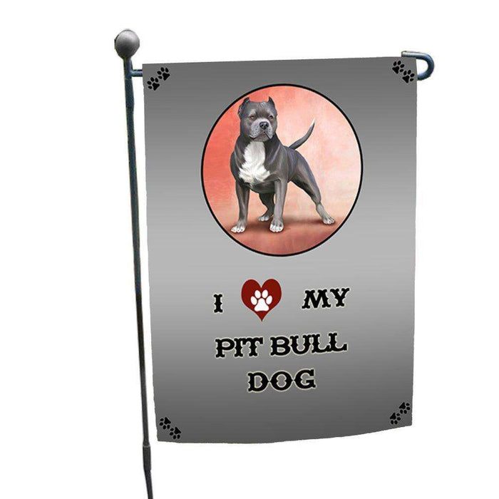 I Love My Pit Bull Dog Garden Flag