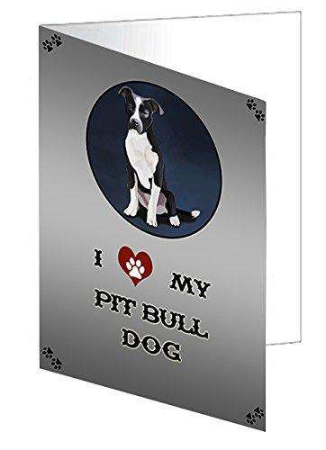 I Love My Pit Bull Dog Handmade Artwork Assorted Pets Greeting Cards and Note Cards with Envelopes for All Occasions and Holiday Seasons