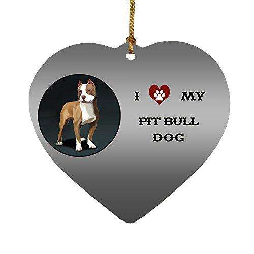 I Love My Pit Bull Dog Heart Christmas Ornament