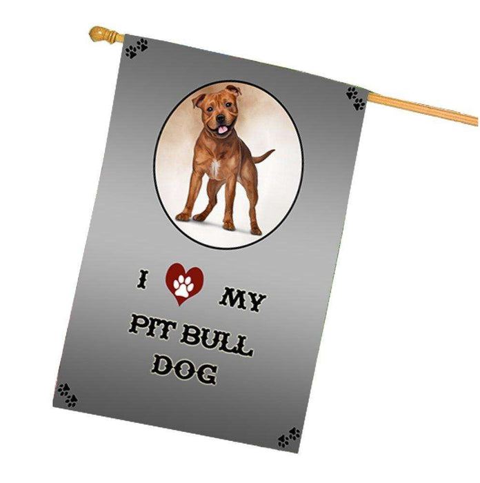 I Love My Pit Bull Dog House Flag