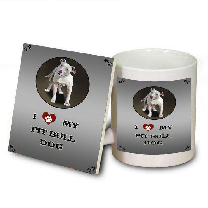 I Love My Pit Bull Dog Mug and Coaster Set