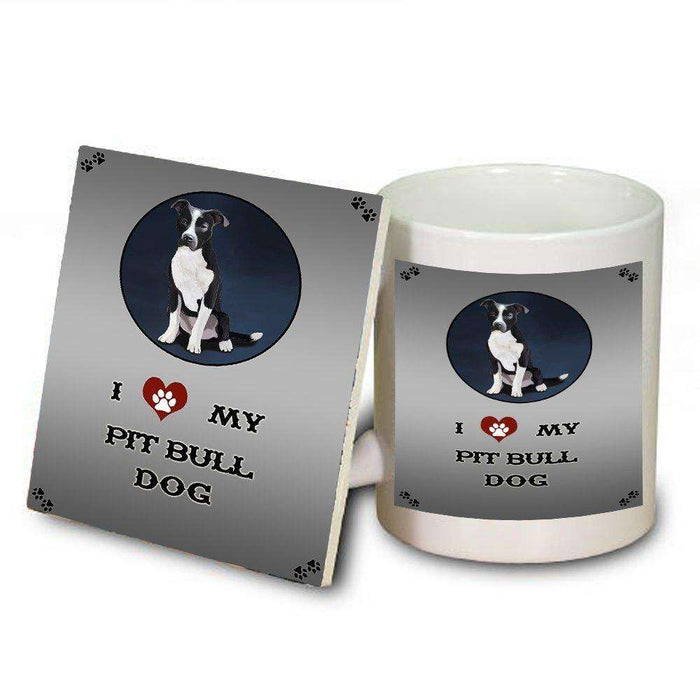 I Love My Pit Bull Dog Mug and Coaster Set