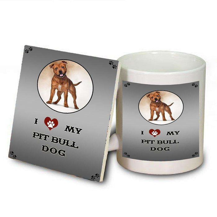 I Love My Pit Bull Dog Mug and Coaster Set