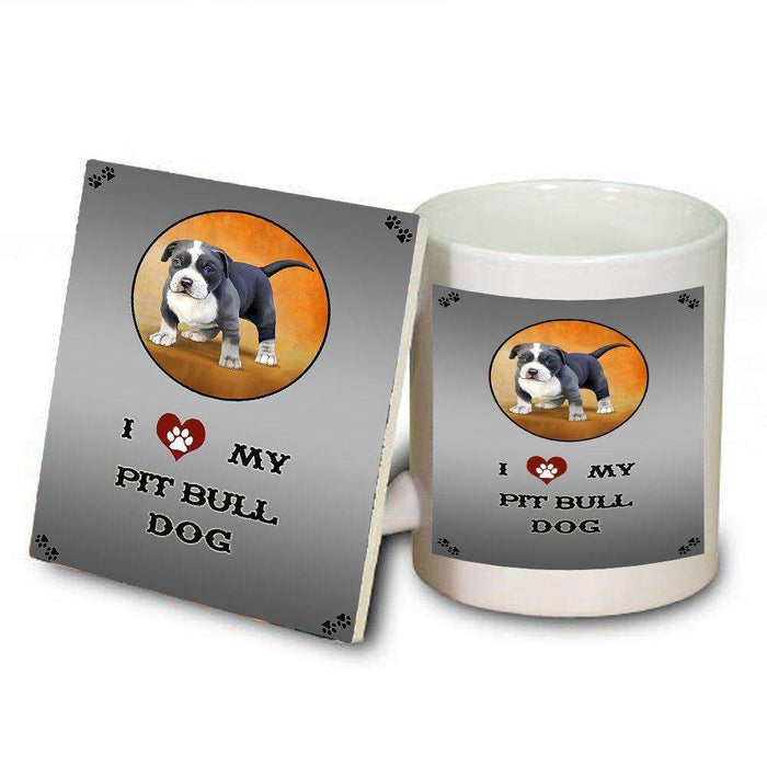 I Love My Pit Bull Dog Mug and Coaster Set