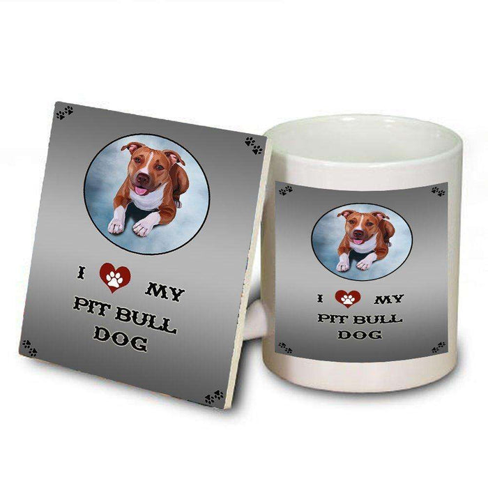 I Love My Pit Bull Dog Mug and Coaster Set