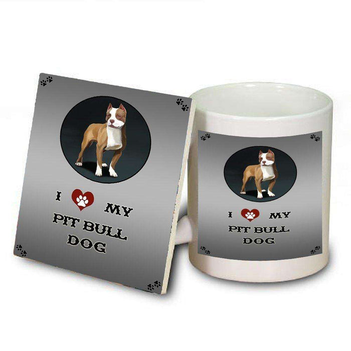 I Love My Pit Bull Dog Mug and Coaster Set