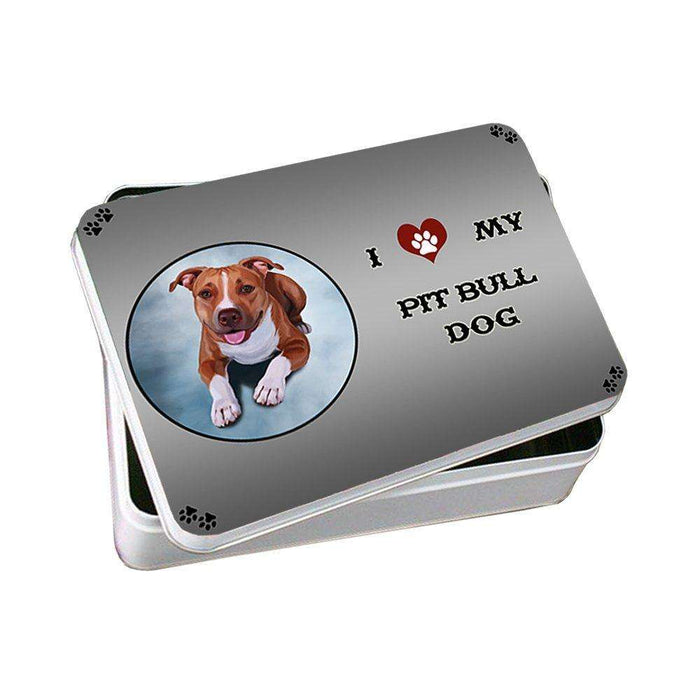 I Love My Pit Bull Dog Photo Storage Tin