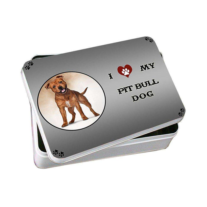 I Love My Pit Bull Dog Photo Storage Tin
