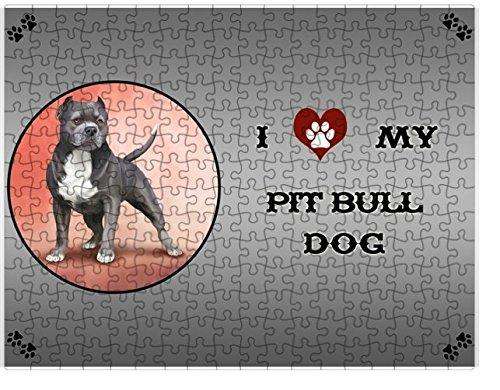 I Love My Pit Bull Dog Puzzle with Photo Tin