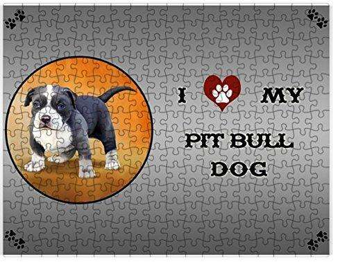 I Love My Pit Bull Dog Puzzle with Photo Tin