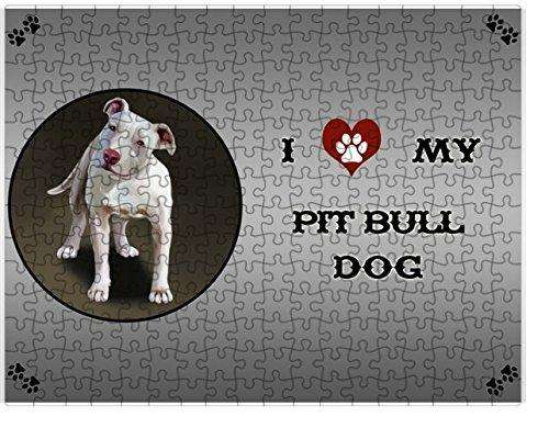 I Love My Pit Bull Dog Puzzle with Photo Tin