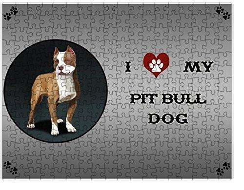 I Love My Pit Bull Dog Puzzle with Photo Tin