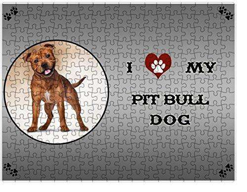 I Love My Pit Bull Dog Puzzle with Photo Tin