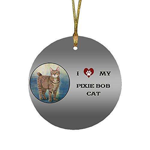 I Love My Pixie Bob Cat Round Christmas Ornament
