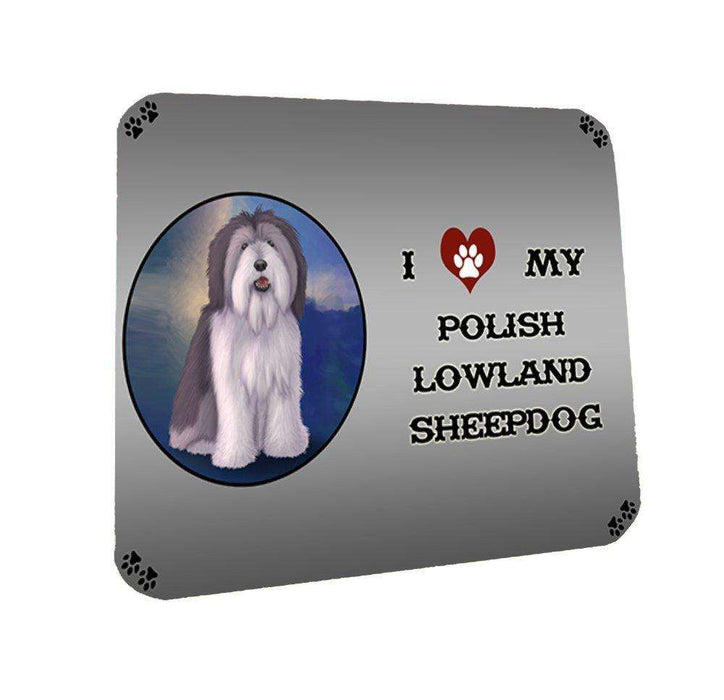 I Love My Polish Lowland Sheepdog Dog Coasters Set of 4
