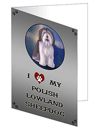 I Love My Polish Lowland Sheepdog Dog Handmade Artwork Assorted Pets Greeting Cards and Note Cards with Envelopes for All Occasions and Holiday Seasons