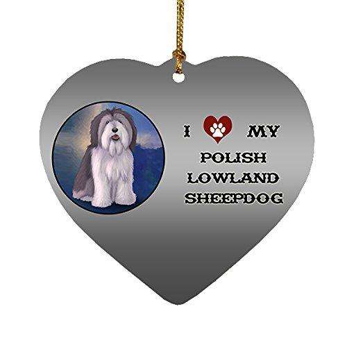 I Love My Polish Lowland Sheepdog Dog Heart Christmas Ornament