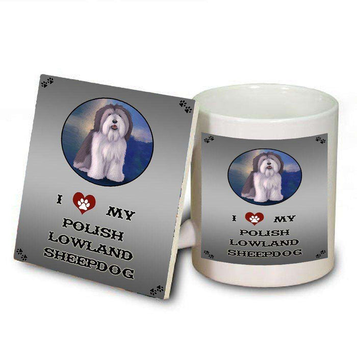 I Love My Polish Lowland Sheepdog Dog Mug and Coaster Set