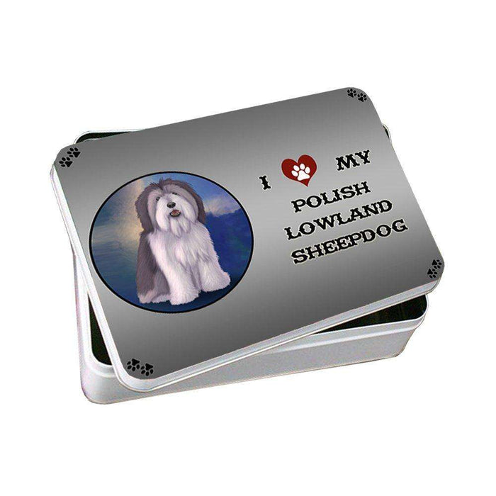 I Love My Polish Lowland Sheepdog Dog Photo Storage Tin